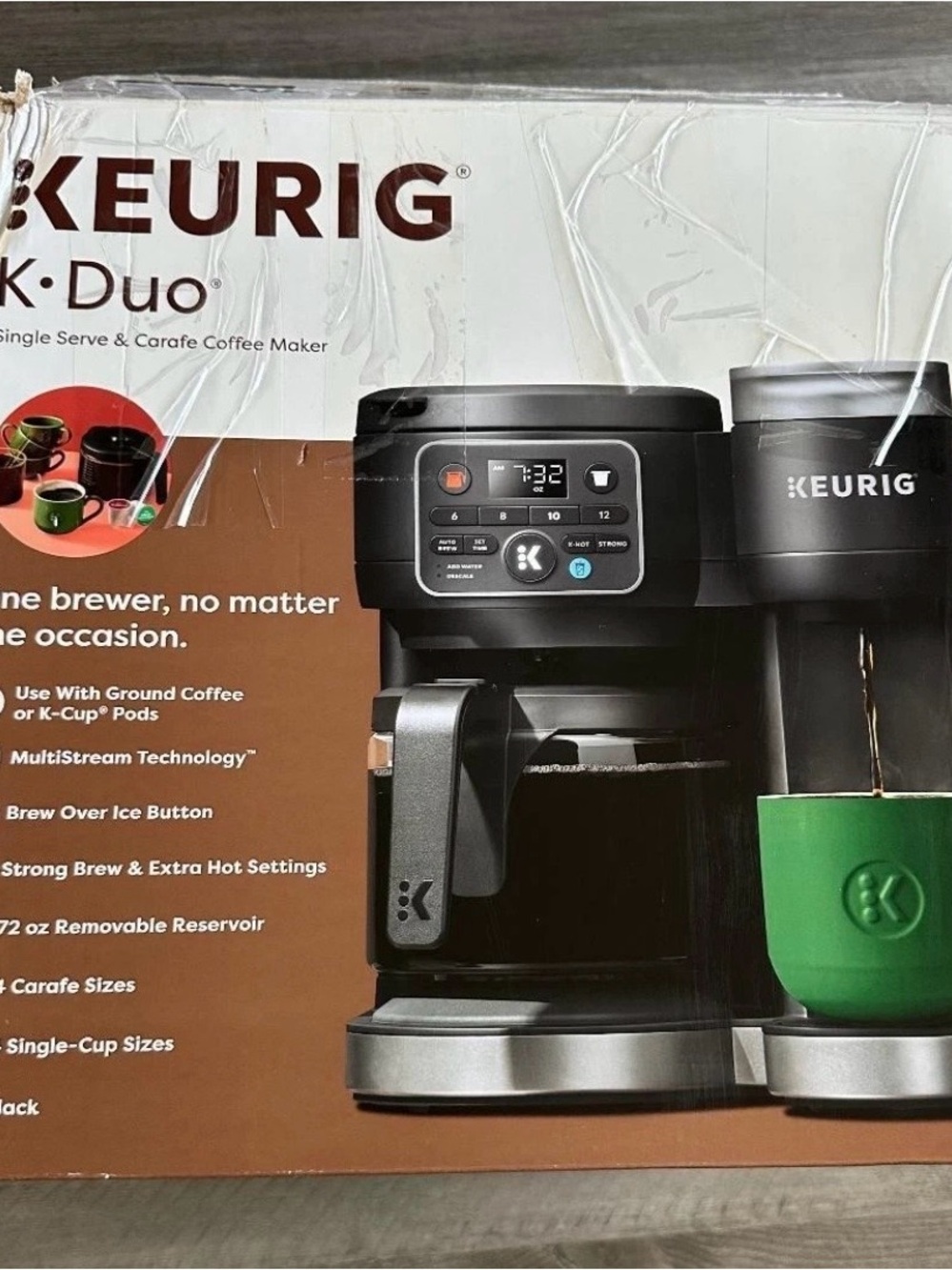 Keurig K-Duo Coffee Maker in Black with Silver Trim and Green Mug - Picture 7 of 7